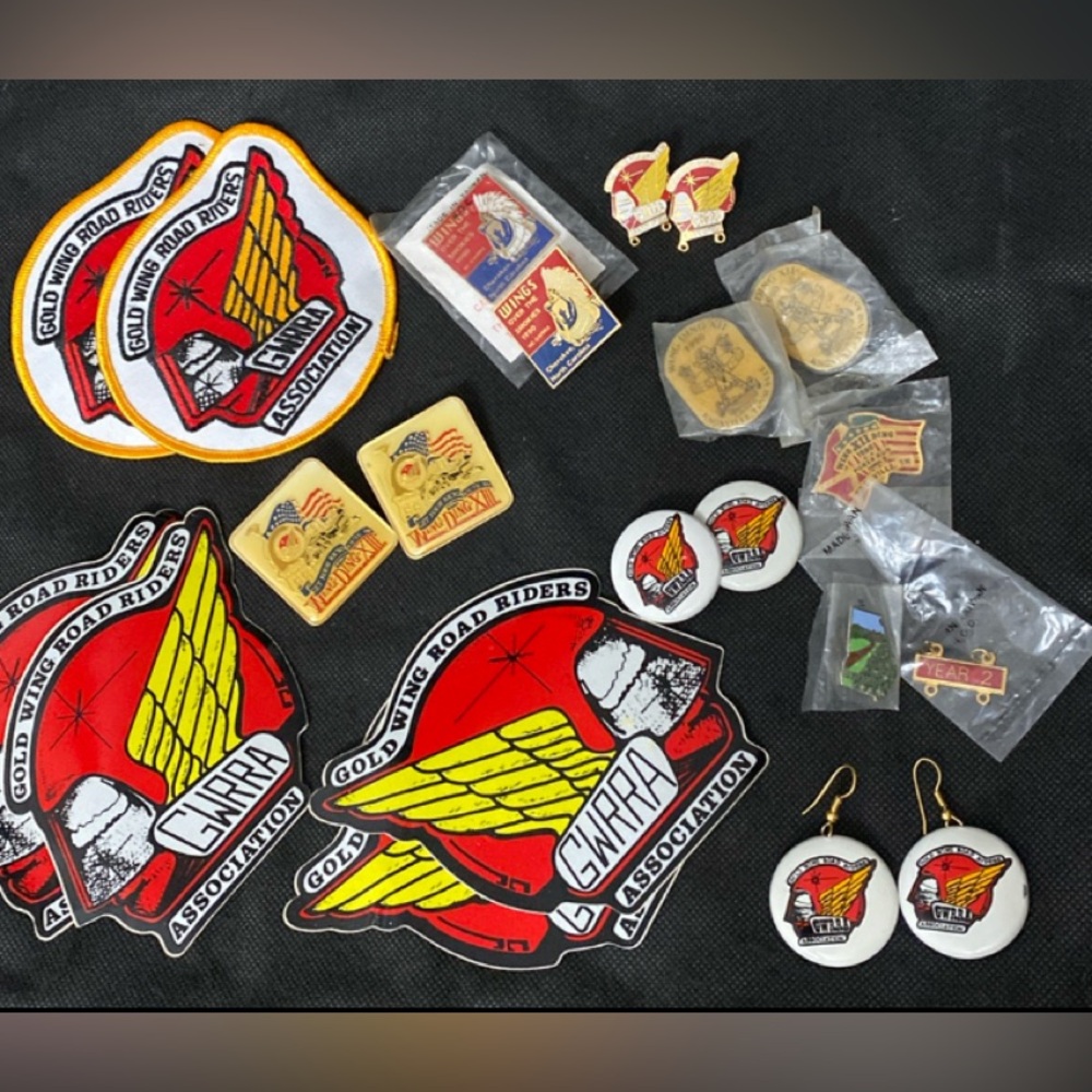 Vintage GWRRA Gold Wing Road Riders Association Patch &, Pins Motorcycle Honda